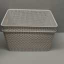 BINO | Plastic Storage Baskets, 33 Liter - 3 Pack, Natural Grey | THE WOVEN COLLECTION | Storage Basket for Shelves | Woven Storage Baskets for Organizing Bins | Pantry Shelf Organizer | Container Bin