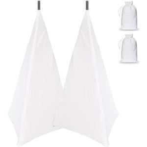 2Pcs Floor Speaker Stand Cover Stretchable Spandex 3 Sided Triangular DJ Support Floor Speaker Tripod Support Stands Tripod Scrim Covers for Weddings Banquets Events White (2)