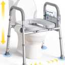 Toilet Seat Risers for Seniors, Raised Toilet Seat with Handles, Adjustable Height & Width, 400 lb Handicap Elevated Toilet Riser Toilet Seats for Pregnant Elderly, Fit Any Toilet