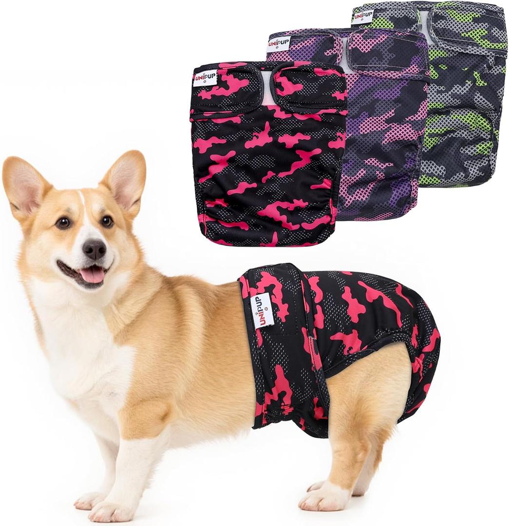 Female Dog Diapers Reusable No Tail Hole Period Panties Washable 3 Pack Diapers Female for Docked-Tail Frenchie French Bulldog Boston Terrier Without Tail U-WWD02S (S(Waistline:11"-15"))