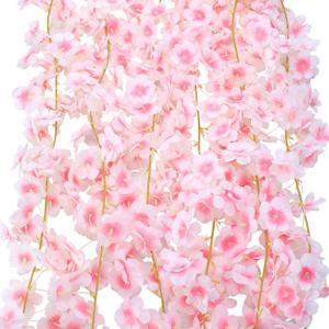 Nuenen 16 Pack 94.4ft Artificial Cherry Blossom Vines Cherry Blossom Flower Garland Hanging Silk Cute Room Decor for Japanese Kawaii Bedroom Party Wedding Spring Home Decorations (Pale Pink)
