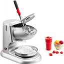 VEVOR Ice Crusher Machine, 220lbs Per Hour Electric 4 Blades Snow Cone Maker, Stainless Steel Shaved Ice Machine with Bowl and Cover, 300W 2000RPM Ice-Shaver for Home and Commercial Use, Silver