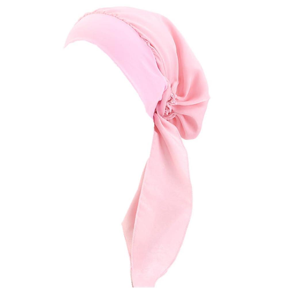 Fxhixiy Pre Tied Chemo Head Scarf for Women Cancer Slip On Bandana headwrap Turban headwear Hair Cover (Pink)