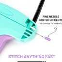 Stitch Gun for Clothes - Handheld Quick Clothing Fixer - Tagging Gun for Clothing, Sewing Kit - Includes 6 Fine Needles, 1000 Black & 1000 White Fasteners (Purple Green)