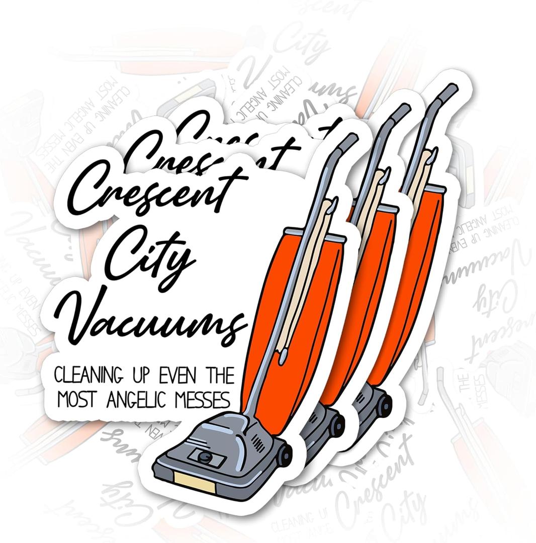 Set 3Pcs Crescent City Vacuums Sticker Crescent City Stickers House of Earth and Blood Booktok Bookish Funny Stickers Waterproof Die-Cut Vinyl Sticker for Water Bottle Phone Laptop (3 Inches)
