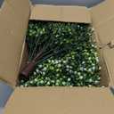 Artificial Boxwood Topiary Ball Trees with Baby Breath Flowers with Spikes for Outdoor 24" Set of 2 , UV Resistant Faux Greenery Shrubs, Realistic Fake Bushes Plant for Garden Yard Front Porch Decor