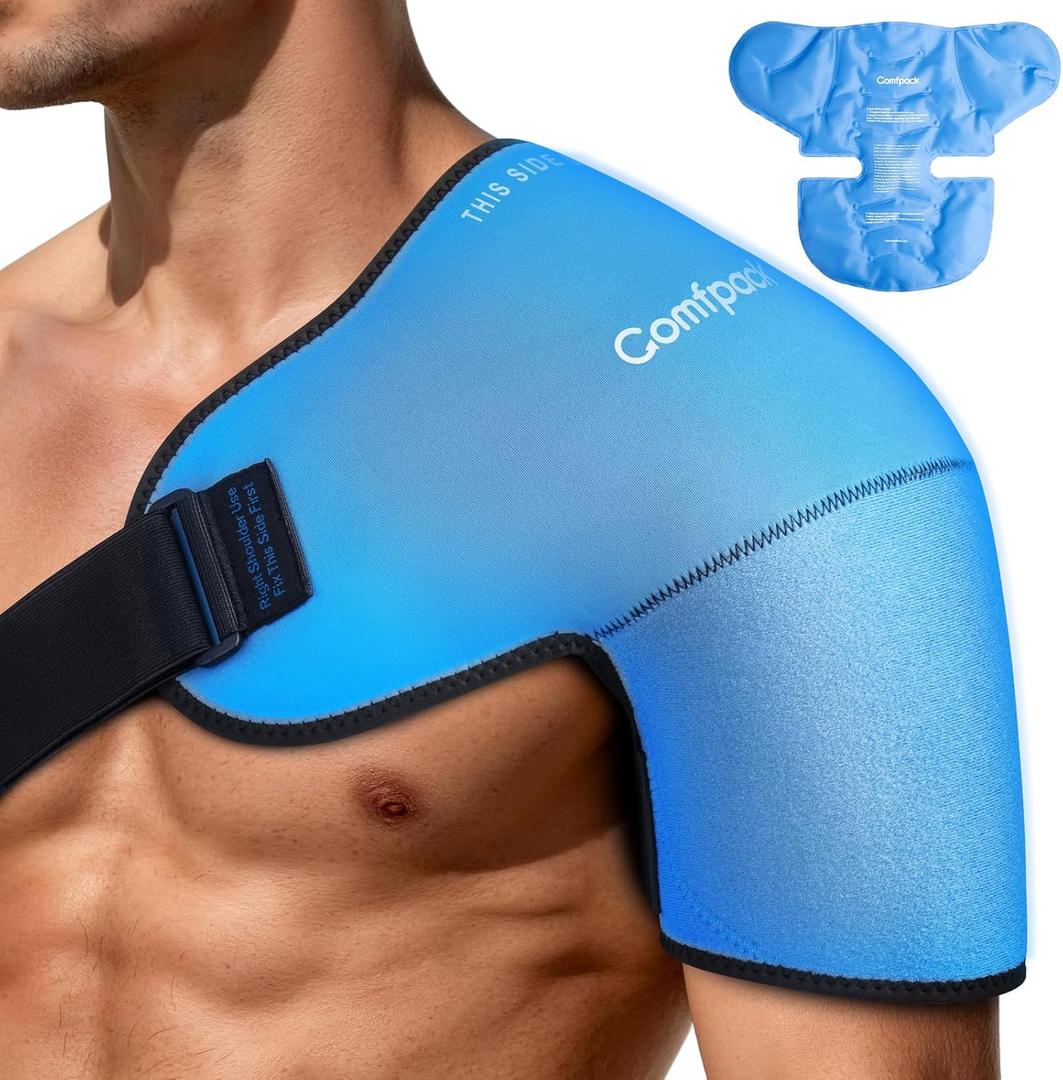Shoulder Brace Ice Pack Wrap for Rotator Cuff and Arm, 3D Gel Cold Compression Sleeve for Injuries, Bursitis, Tendinitis, Surgery Recovery, Easy to Put On & Take Off, Gifts (Large)