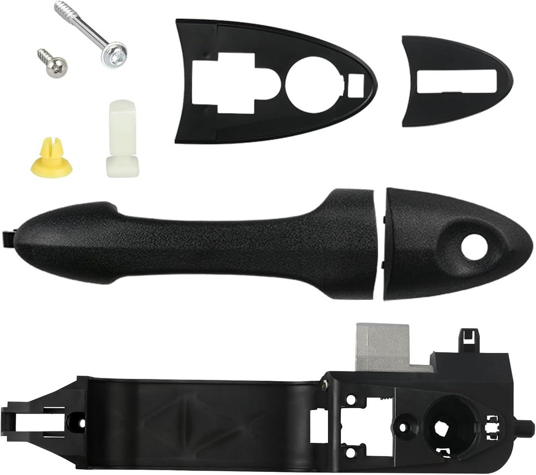 TQPONLY Exterior Door Handle & Reinforcement Plate Kit,for 2000-2007 Ford Focus Front Left Driver Side,Replaces 81970 6S4Z-5426685-C 6S4Z-5426685-A Outer Door Handle Assembly with Bracket Base