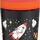 Zak Designs Kelso Toddler Cups For Travel or At Home, 12oz Vacuum Insulated Stainless Steel Sippy Cup With Leak-Proof Design is Perfect For Kids (Spaceships)
