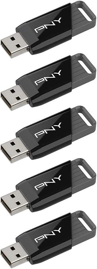 PNY 64GB Attach X USB 3.2 Gen 1 Flash Drive, Advanced Performance Up to 130MB/s Read, Everyday Data Store & Transfer, Reliable Portable Storage, Durable, Type-A, Computers, Laptops, Desktops, 5-Pack