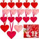 Tegeme 36 Pcs Valentine Felt Heart Hanging Ornaments Pink Rose Red Heart Shaped Ornaments for Valentine Wedding Anniversary Decor Party Supplies