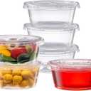 Pantry Value 3.25 oz Jello Shot Cups with Lids [100 Count] Clear Disposable Plastic Portion Containers, Condiment Cups for Sauces, Dressings & Samples  Durable, Stackable, Leak-Resistant