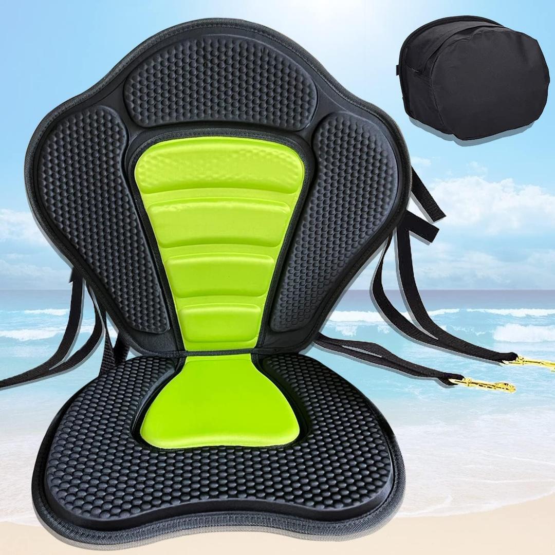 Universal Kayak Seat with High Back Support Padded Canoe Seat with Adjustable Straps & Detachable Storage Bag, Comfortable Backrest for Fishing, Boats, Paddleboards, Kayaks & SUPs