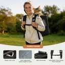 Lekereise Cat Backpack Carrier for Small Dogs and Medium Cat Puppy Kitten Bunny Pet Carrier Backpack Collapsible with Fully Ventilated Mesh with Safety Leash (Black, 19 Inches)
