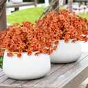 3 x 20 Bundles Artificial Fake Fall Plants Flowers for Outdoor Decorations, Fake Mums Silk Colorful Daisy Realistic UV Resistant, Fall Fake Flowers for Outside Home Planter Porch Patio Autumn Decor (Orange)