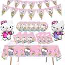 Kitty Girls Birthday Party Balloons, Dinner plates, Paper towels,Banners, Tablecloths,Gift bags,Baby shower Birthday party decorations - Serves 10 Guests