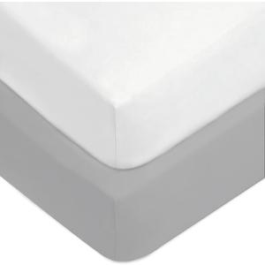 American Baby Company 2 Pack Fitted Crib Sheets 52" x 28" - Ultra Soft Microfiber Crib and Toddler Bed Sheets, White/Gray, Neutral for Boys & Girls