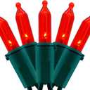 YULETIME 200 Count Red LED Christmas Lights, 66 Feet Green Wire UL Certified Commercial Grade Holiday String Light Set (Red)