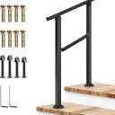 VIVOSUN Outdoor Handrail, 2 Step Stair Handrail, 26" × 36" Fits 1 to 2 Steps, Wrought Mattle Iron Handrail for Concrete Steps, Porch Steps, One-Step Assembly, Black