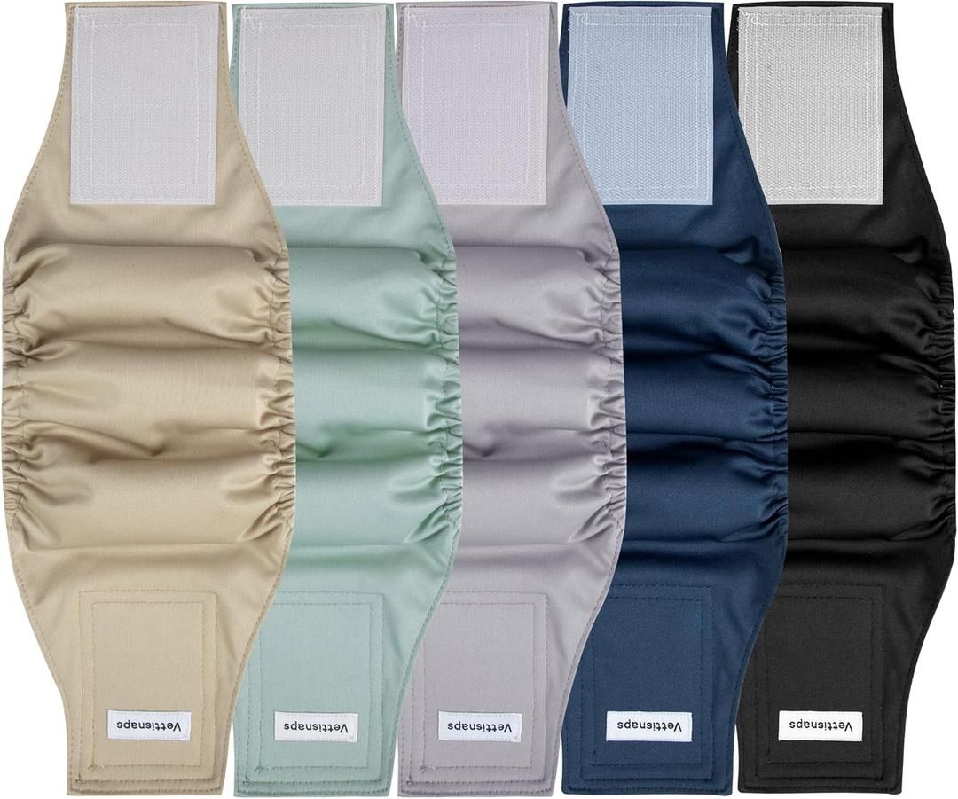 5 Pack Dog Diapers Male Reusable Belly Bands Washable for Medium Male Dogs, High Absorbency for Puppy & Doggy, Size M