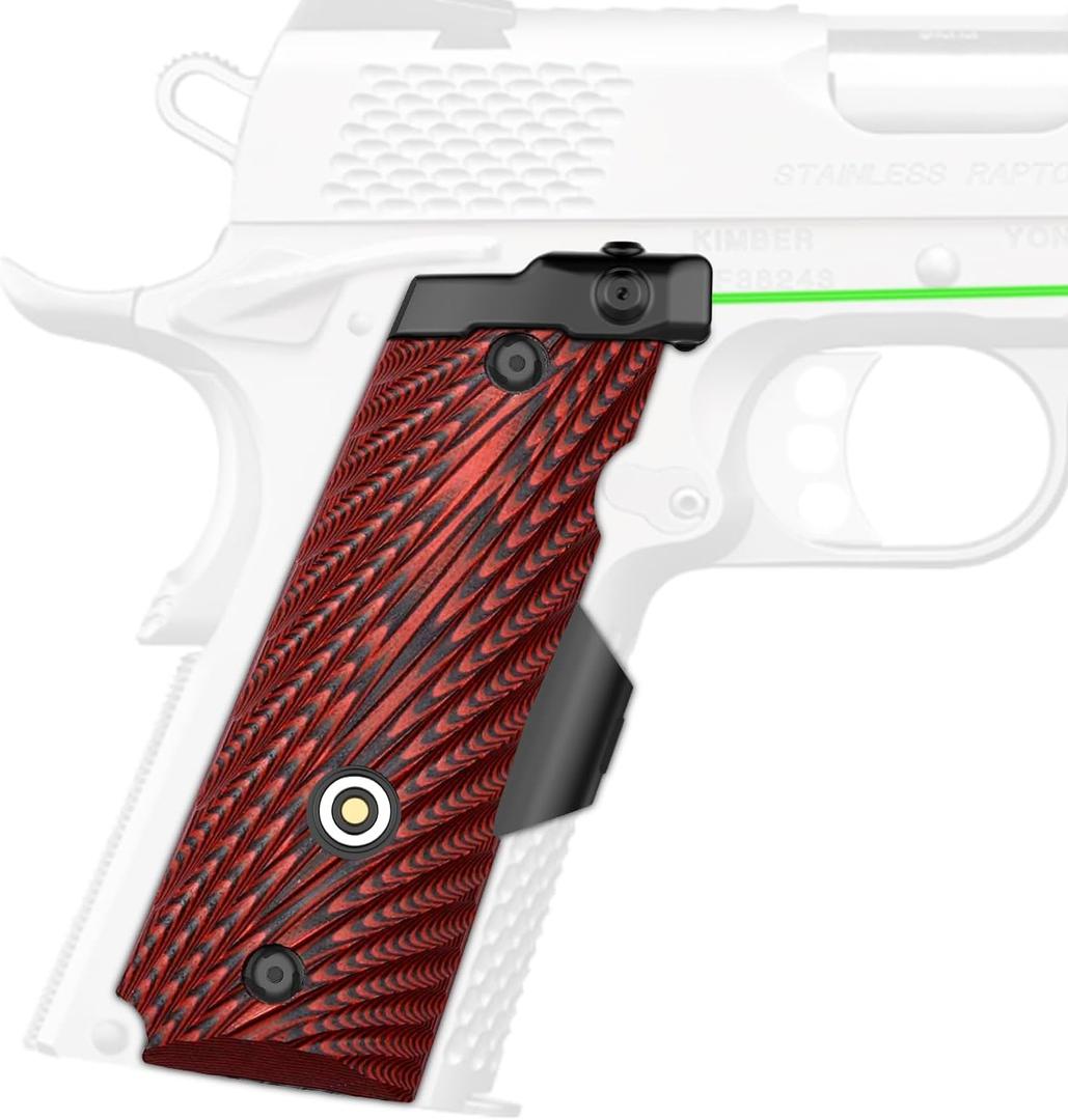 DARKFANG Compact/Full Size 1911 Laser Grip with Ambi Safety Cut, G10 1911 Laser Sight No Rail with Rechargeable Battery