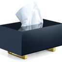 YoBa Thick Black Acrylic Tissue Box Holder Rectangular Tissue Box Dispenser with Gold Plated Aluminum Legs for Bathroom, Kitchen, Bedroom, Office, Hotel and Restaurant (Rectangle)