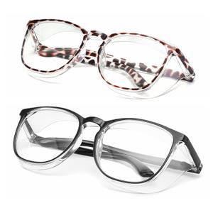 Alsenor Safety Glasses Anti Fog Goggles Protective Eyewear Blue Light Blocking Anti Dust UV Protection Glasses For Men Women (2 Pack(new-leopard+black))