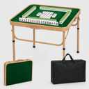 Folding Mahjong Table, 27.6" x 27.6" Portable Mahjong Game Table with Green Felt Surface, Aluminum Alloy Foldable Frame, Indoor Outdoor Table for Mahjong, Cards, Dominoes & Board Games