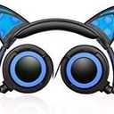 Hype Cat Ears LED Headphones with mic (BLUE) with IN-LINE Microphone