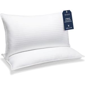 Beckham Hotel Collection Bed Pillows King Size Set of 2 - Down Alternative Pillow for Back, Stomach or Side Sleepers (White)