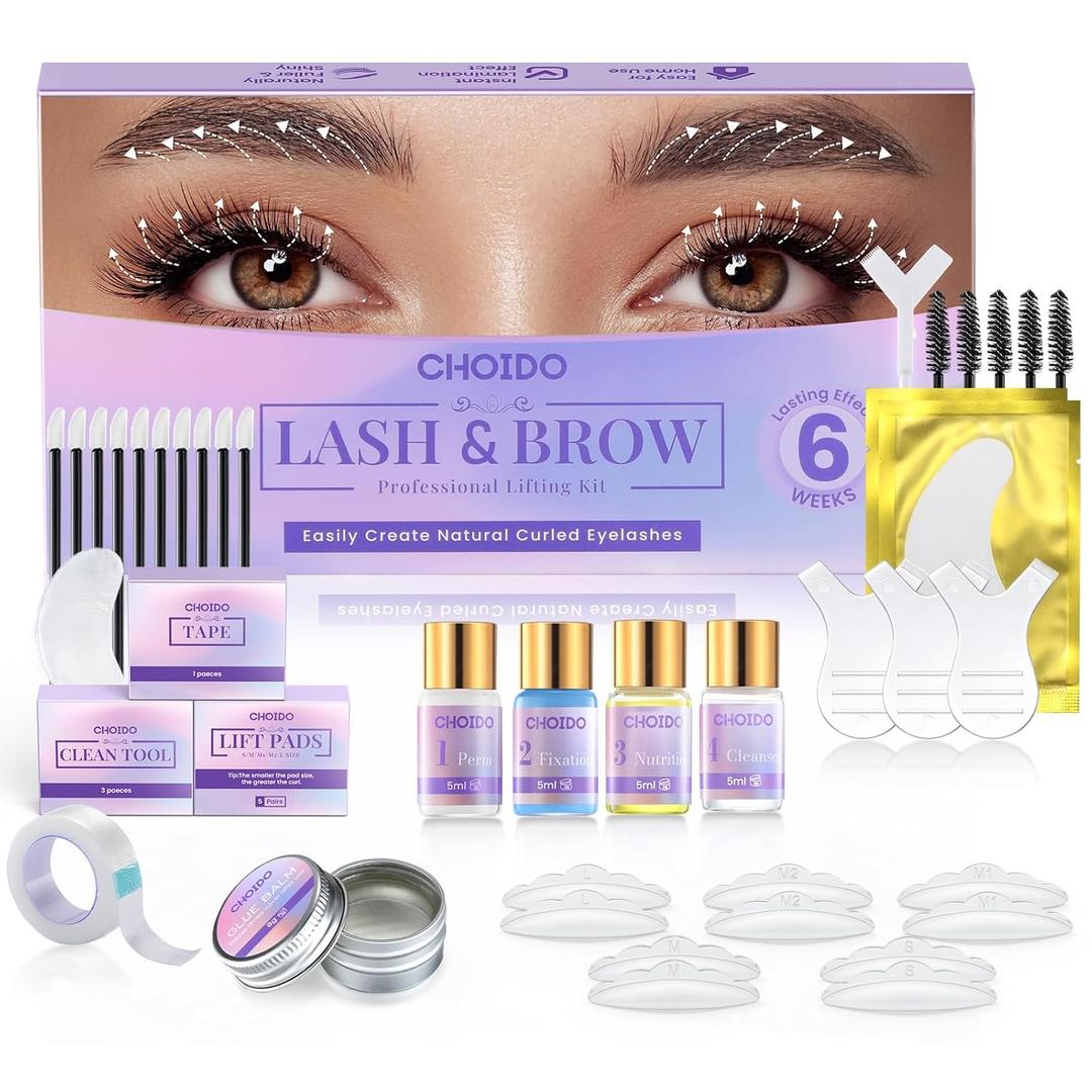 Lash Lift Kit - Eyelash Perm Kit - Eyebrow Lamination Kit, 2 in 1 Professional Eyelash Curling Lash Extension & Eyebrow Lift Kit, Eyelash Lift Kit Easy to Use for Salon & DIY Home Use, Lasts 6-8 Weeks (Purple)