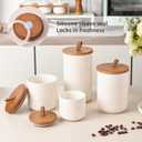 White Ceramic Canister Set with Bamboo Lids, 4-Piece Airtight Food Storage Jars for Kitchen Flour, Sugar, Coffee, Tea, Spice Smaller, Small, Medium, Large Sizes