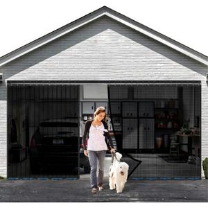 Sliding Garage Door Screen 8x7FT for 1 Car Garage Doors, 2026 New Upgraded Magnetic with Track Closure, Heavy Duty Mesh and Weighted Bottom, Retractable (Black, 8 * 7FT)
