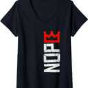 Womens No Kings Protest Sign Vertical V-Neck T-Shirt, Size L