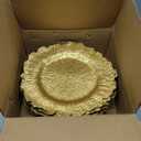 20PCS Bright Gold Charger Plates Bulk- 13in Round Plastic Chargers for Dinner Plates- Floral Reef Table Plate Chargers for Wedding, Halloween, Thanksgiving, Christmas, Party, Display