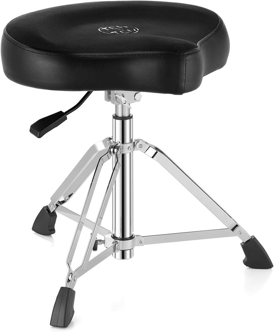 TENTOTEN Drum Throne Hydraulic Drum Stool, Removable Ergonomic Drum Seat with Memory Foam Velvet Surface and Foldable Base, 19in-24in Height Drummer Stool for Adults & Kids, TOT 700