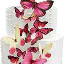 Edible Butterflies for Cake Decorating - Assorted Sizes, Premium Crafted in the USA - Butterfly Cake Toppers & Cupcake Decorations (Pink)