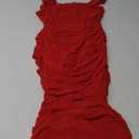 Narecte Women's Midi Bodycon Dress Sexy Ruched Club Party Dress Sleeveless Elegant Cocktail Dresses Extra Large, Red