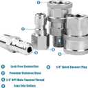 2 Sets NPT 1/4 Inch Pressure Washer Coupler Quick Connect Plug Stainless Steel Male and Female Quick Connect Fittings Pressure Washer Adapter Set (Internal Thread, External Thread)