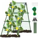 Cucumber Trellis Garden Trellis Arch Trellis, Tall Metal Trellis for Climbing Plants Support Vegetable Peas Fruit Vine Outdoor A-Frame Trellis Suit for Small Plant not Heavy (Green)