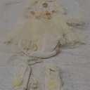 Zeroest Newborn Photography Prop Outfits Girl Lace Outfit Set Baby Girl Photo Shoot Infant Princess Photos Costume (Light Beige)