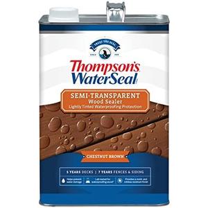 Thompson’s WaterSeal Semi-Transparent Waterproofing Wood Stain and Sealer, Chestnut Brown, 1 Gallon