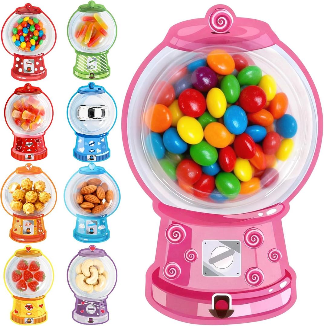 36 Pack Kids Valentines Day Cards Classroom Exchange - Bubble Gum Machine Design with Round Holders, DIY Candy Cards for School Party Favors, Gifts, Crafts & Rewards (9 Styles)