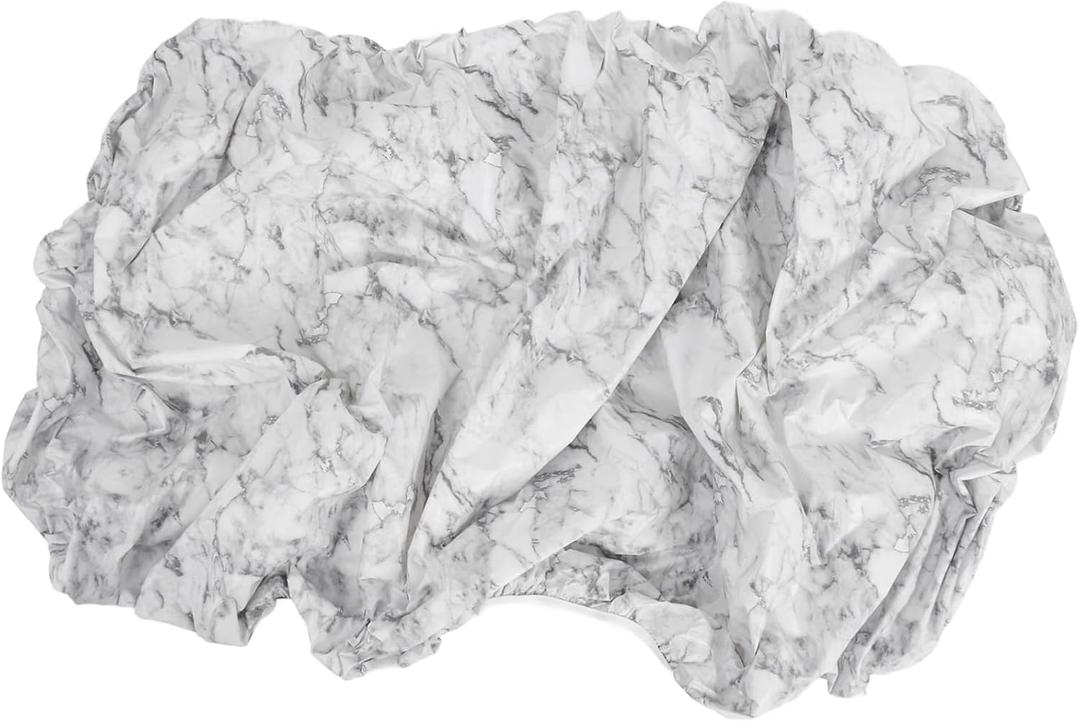 1set Elastic Table Cover Pvc Material Dining Table Protector Outdoor Patio Use Easy to Install Elastic Band Stylish Marble Design