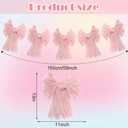 VitalCozy Pink Bow Garland Banner for Coquette Birthday Pink Bow Party Hanging Swirls Decorations for Baby Shower Bridal Shower Bachelorette Party Decor