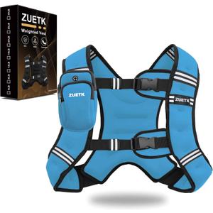 Weighted Vest, 20lb Weight Vest with Reflective Stripe, Weighted Vest for Men Women Workout Equipment for Strength Training, Running, Jogging, Fitness, Weight Loss (Blue with Bag, No Mesh Pocket)