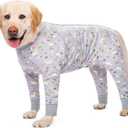Recovery Suit for Large Medium Dogs After Surgery, Soft Breathable Anti Licking Dog Onesie E-Collar & Cone Alternative, Pet Bodysuit for Preventing Hair Loss Full Cover Wound(4XL, Grey Pony)
