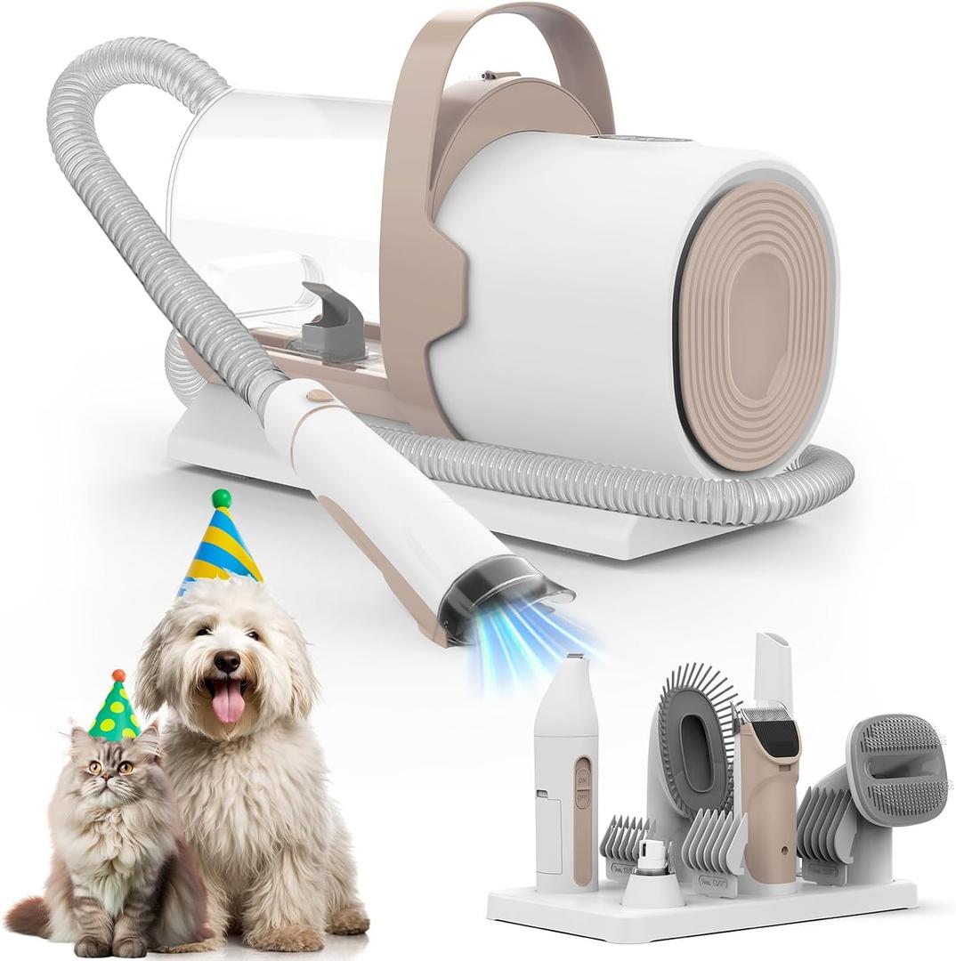 Dog Grooming Vacuum, Pet Grooming Kit, Dog Clipper Nail Trimmer Grinder, 2.5L Dust Cup 7 Grooming Tools 11000Pa Dog Vacuum for Shedding Grooming, Pet Grooming Vacuum for Dogs, Home Cleaning, PG50 Plus (Pink)