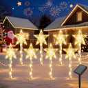 Solar Lights Outdoor Christmas Decorations: 8 Pack 64 Warm White LED Star Pathway Lights - 2025 Upgrade Outside Solar Christmas Decorations with 8 Modes for Yard Garden Porch Lawn Decor