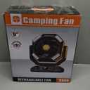 MORIKO 40000mAh Rechargeable Camping Fan,Battery Operated Portable Tent Fan with LED light, Remote Control, Hook, 270Pivot, Stepless Speed-Ideal for Camping, Picnic, Barbecue, Jobsite